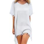 Vestido de praia feminino de crochê oco, Cover-Ups, Fato de banho, Túnica feminina, maiô, verão, moda praia, 2022