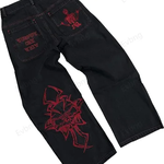 Calça jeans Hip Hop Y2K masculina e feminina, bordada em caveira retrô, calça jeans lavada, reta casual, calça larga de carga, streetwear, nova