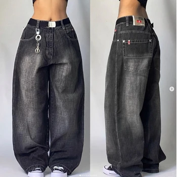 JNCO-Calças jeans retrô de rua com bolsos, calças largas de perna larga, cintura alta, calças jeans, hip-hop, Y2K, Harajuku, gótico, maré, novo