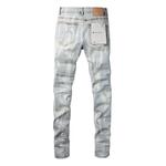 Jeans American High Street Blue Patch, Slim Fit, Tie-Dye Lavado, Angustiado, Personalizado, Calças de Perna Pequena