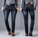 Jeans longos retos e versáteis para homens, jeans estilo stretch, folgados, tubo, middle ag, outono e inverno