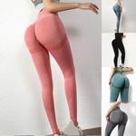 Leggings esportivos sem costura para mulheres, cintura alta, elástico, cor sólida, secagem rápida, para academia, corrida, push up