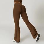 Hearuisavy-Calça de dança feminina respirável de cintura alta, calça de sino casual de secagem rápida, leggings esportivos queimados, corrida