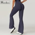 Hearuisavy-Calça de dança feminina respirável de cintura alta, calça de sino casual de secagem rápida, leggings esportivos queimados, corrida