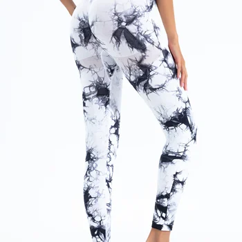 Yoga Leggings Seamless Tie-Dye para Mulheres, Cintura Alta, Camada Base Elástica, Calças Bodyshaping, Moda Ginásio, Senhoras, Novo, 2024