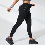 Leggings macios de cintura alta para mulheres, controle barriga, emagrecimento preto ioga calças, treino em execução