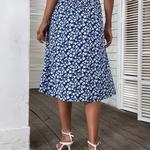 Benuynffy-Margarida floral estampa babados saias femininas, saias midi de verão Boho Linha A feminina com elástico na cintura, 2024