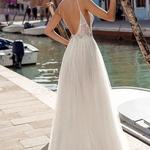 Boho Side Slit Backless Bohemian Wedding Dress, Ilusão Sexy, A-Line Pearls, Spaghetti Strap, Praia, 2023