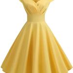 Robe Vintage com decote em V feminino, Vestido rosa de verão, Elegante Retro Pin Up Dress, Vestidos Midi para escritório de festa