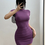 Meia gola alta plissada cintura mini vestido feminino, vestidos bodycon apertados sexy, roupas de festa finas, meninas picantes