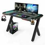 Gaming desk pc computador gamer mesa ergonômico estação de trabalho com rgb luzes led fone ouvido gancho suporte copo para casa escritórios