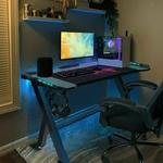 Gaming desk pc computador gamer mesa ergonômico estação de trabalho com rgb luzes led fone ouvido gancho suporte copo para casa escritórios