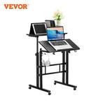 VEVOR-Gás-Spring Altura Ajustável Sit-Stand Desk, Secretária com 360 ° Rodas giratórias, Home Office, Rolling Laptop Table, inclinável, 26,4 "-39,9"