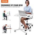 VEVOR-Gás-Spring Altura Ajustável Sit-Stand Secretária com Rodas, Portátil Rolling Laptop Mesa, Carrinho de Computador, Home Office, 28 "-44"