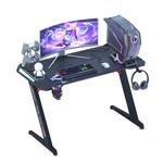 Z-Shaped Computer Gaming Desk w/ RGB Luzes LED Home Office Tabela X-Grande 140cm