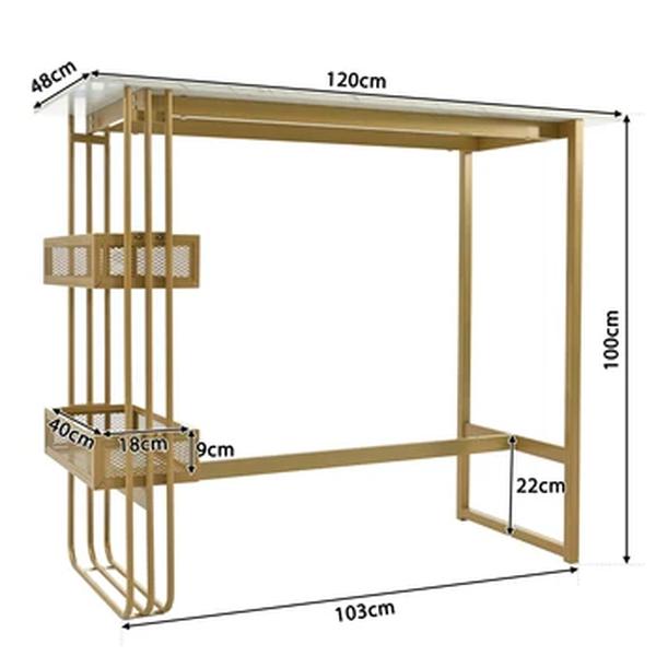 Conjunto de estofos de veludo moderno, armação de ferro dourada, 4 cadeiras, 1 mesa de bar, 120x48x100cm, 5 unid