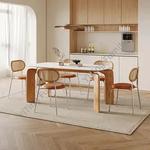 Francês Log Cream Style Dining Table, Home Rock Plate, Cadeiras, Simples, Moderna, Retangular, Mesa Dining Room Set, KMDT