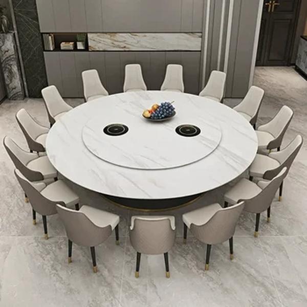 Mesa De Jantar Elétrica De Luxo E Cadeira Conjunto, Grande Mesa Redonda, Mesa De Jantar Do Piso Do Apartamento, Mobília De Jardim