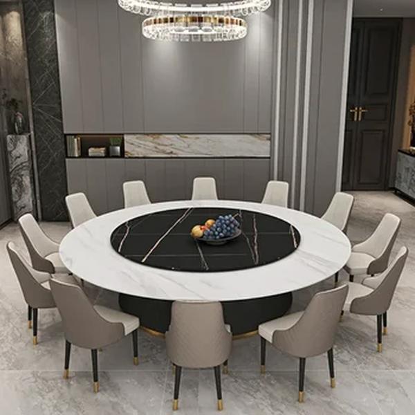 Mesa De Jantar Elétrica De Luxo E Cadeira Conjunto, Grande Mesa Redonda, Mesa De Jantar Do Piso Do Apartamento, Mobília De Jardim