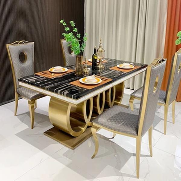 Mesa de jantar e cadeira de mármore, placa de rocha familiar simples pós-moderna, luxo acessível, novo, 2024