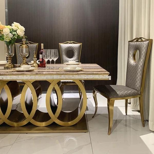 Mesa de jantar e cadeira de mármore, placa de rocha familiar simples pós-moderna, luxo acessível, novo, 2024