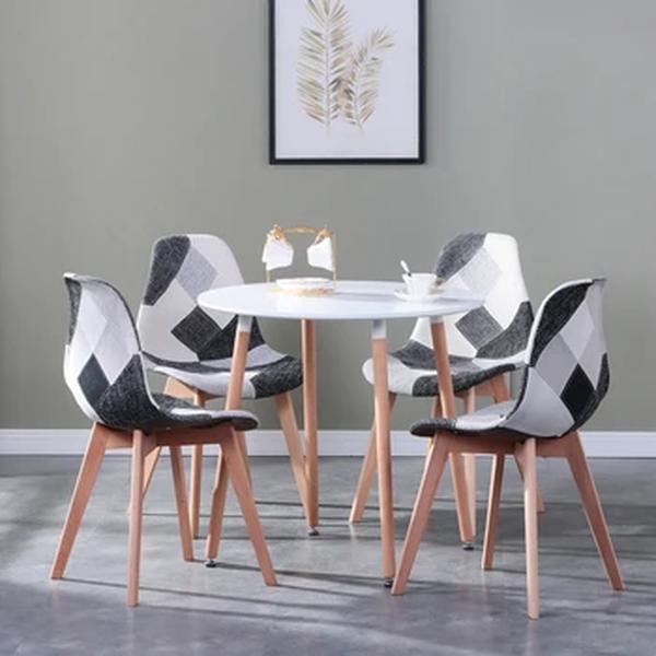 Patchwork Dining Chairs Set, Cadeiras Frabic e Redondas, Cozinha Nórdica, Restaurante, Salão, Conjunto de 4