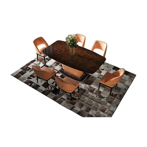 Conjunto de mesa de jantar, tamanho grande, mesa de madeira + 6 cadeiras + arca