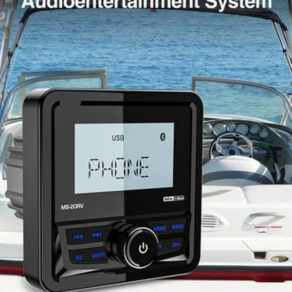 GRANDnavi-Marine Stereo Radio, Bluetooth FM, AM, Mídia digital, Leitor de áudio, Impermeável para iate, ATV, UTV, Carrinho de golfe, Motocicleta