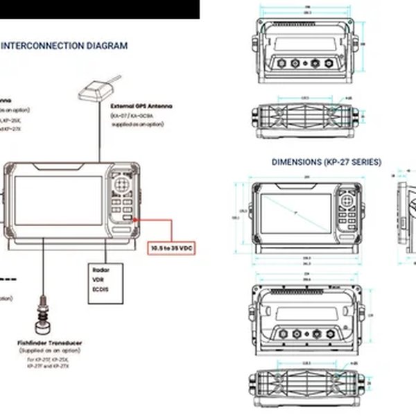 ONWA KP-25 Plotter de gráfico GPS marinho de 5 polegadas GPS SBAS Navegador marinho Localizador Função de exibição Navio Barco Suporte GPS e GALILEO