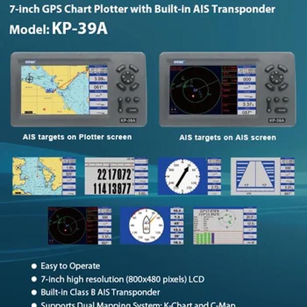 LCD GPS Chart Plotter com Antena e Built-in Classe B AIS Transponder Combo, ONWA KP-39A, 7 "Color, Marinha Navegador GPS