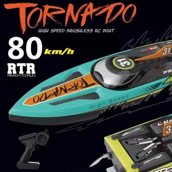 Brinquedo elétrico de lancha de corrida grande, Controle rádio à prova d'água, Luz noturna LED, Barco RC de alta velocidade sem escova, 80 kmph, 200m, 360 ° Turn, Barco RC