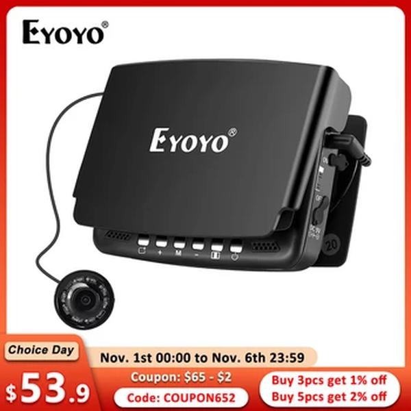 Eyoyo-Câmera de Pesca Subaquática, Detector de Gelo, Função DVR, Luzes Infravermelhas, Desligado ou Ligado, 15m, 20m, 25m, EF43A, 4, 3 Polegada, 1000TVL, 8Pcs