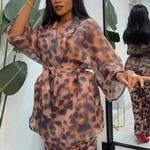 Roupas combinando com estampa leopardo para mulheres africanas, roupas casuais, roupas de festa noturna, plus size, 2 peças