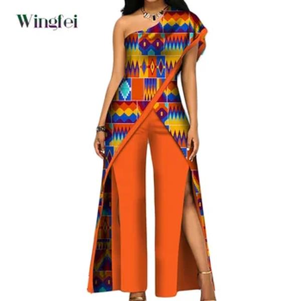 África roupas para as mulheres ancara moda pant conjunto para as mulheres sexy fora do ombro macacão dashiki roupas cera impressão algodão wy2373