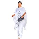 Top africano combinado e calças compridas para mulheres, roupas elegantes, plus size, terno muçulmano, roupas de verão, 2 peças