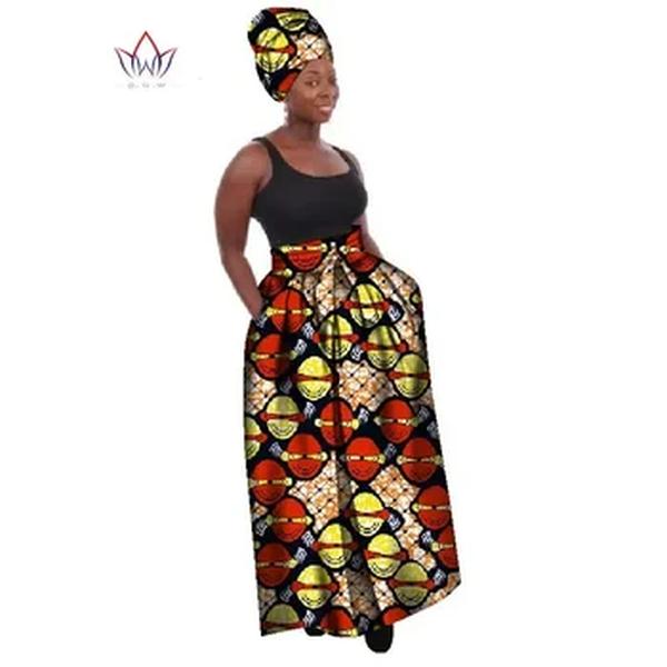 Roupas africanas para mulheres, saia comprida com estampa africana, maxi saias, comprimento no tornozelo, roupas femininas plus size 6xl brw wys8