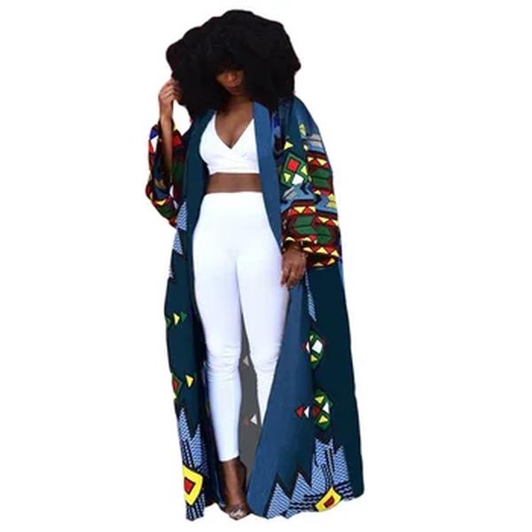 Vestidos africanos para mulheres, estampa étnica, trench coat longo solto, streetwear dashiki, roupas africanas, cardigan, quimono