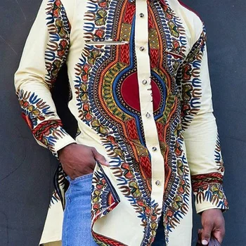 Roupas tradicionais masculinas africanas, camisa de tecido com estampa africana da nigeria, camisa de manga longa étnica de grandes dimensões, roupas culturais