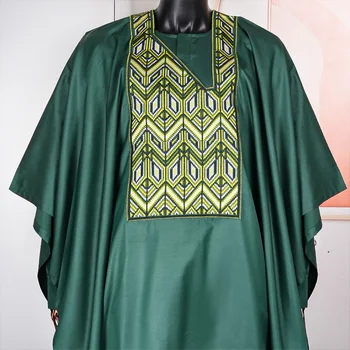 H & D-Roupas Africanas para Homens, Roupa Tradicional, Formal, Bazin Riche, Roupas Dashiki, Camisa Verde, Calças, Traje de Robe, Agbada