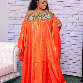 Vestido longo africano Bazin Riche, Vestuário de festa africana, Dashiki Robe, Boubou, Tamanho livre