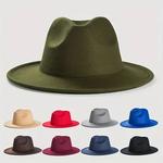 Boné Fedora monocromático clássico para homens e mulheres, chapéus de feltro vintage unissex, chapéus de jazz simples, estilo britânico