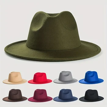 Boné Fedora monocromático clássico para homens e mulheres, chapéus de feltro vintage unissex, chapéus de jazz simples, estilo britânico