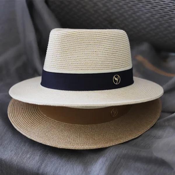 Chapéu de palha panamá verão macio em forma de topo chapéu masculino borda larga praia sun cap proteção uv feminino sol sombreamento jazz chapéu presente do feriado