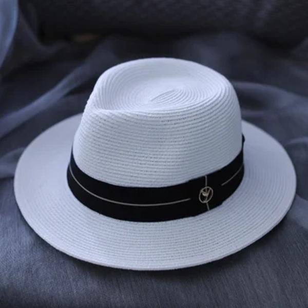 Chapéu de palha panamá verão macio em forma de topo chapéu masculino borda larga praia sun cap proteção uv feminino sol sombreamento jazz chapéu presente do feriado