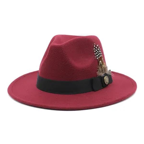 Chapéus Fedora de Lã Branca para Homens e Mulheres, Chapéu Panamá de Feltro, Aba Larga, Clássico, Britânico, Jazz, Tampo de Penas, Festa, Igreja, Casamento, Cavalheiro