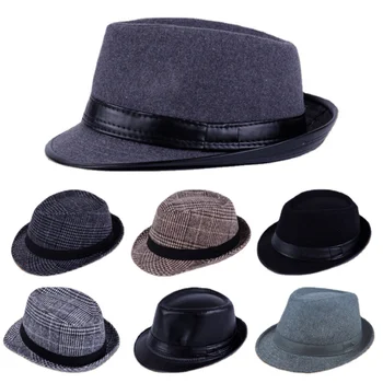 Fedoras monocromáticas para homens, chapéu de jazz superior para adulto, chapéu-coco, versão clássica, inverno