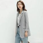 Blazer monocromático de manga comprida feminino, casaco casual, jaqueta de trabalho, escritório, negócio, novo, moda coreana, primavera, 2022