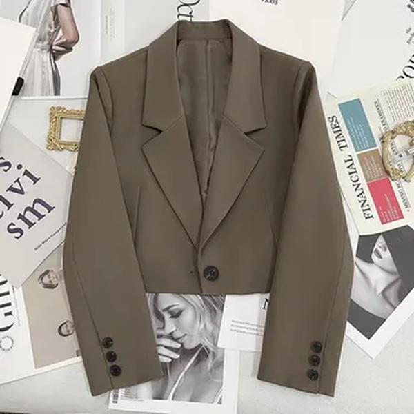 Blazer feminino de botão, jaqueta feminina, terno feminino, blazer de escritório com todas as partidas, moda coreana, elegante, cortado, novo, 2022