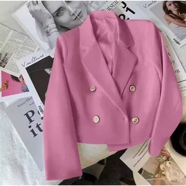 Blazer de manga comprida feminino, jaqueta de ternos femininos, tops casuais, monocromático, curto, elegante, escritório, senhora, primavera, outono, moda