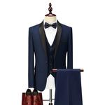 Terno de casamento luxuoso masculino, blazers de alta qualidade, jaqueta gola xale, calça, colete, casaco formal, vestido magro, conjunto elegante de blazers, 3 peças